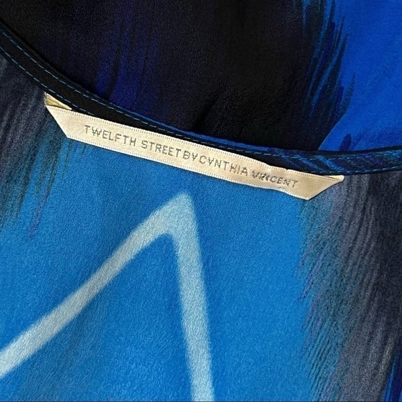 12TH ST CYNTHIA VINCENT Sleeveless Pleated Faux Wrap V-Neck Tie Dye Mini Dress S - Picture 3 of 7